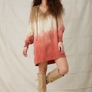 Bella Dahl Ombre Mini Dress in Tan, Cream & Coral